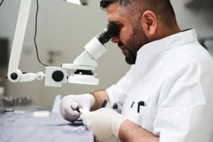 Zahntechniker bei der Arbeit im Labor